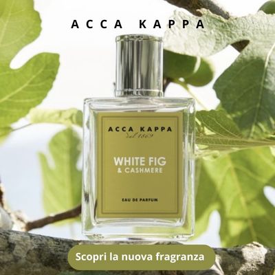 Banner floreale con il profumo Acca Kappa Eau de Parfum unisex White Fig & Cashmere